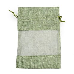Темный Морско-зеленый Пакеты для упаковки в хлопок, шнурок сумки, с лентами из органзы, темно-зеленый, 23x16x0.35 см