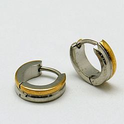 Золотой Персонализированные унисекс 304 из нержавеющей стали английском замке Серьги-кольца, толстые серьги-кольца, золотые, 9x9~10x2.5~3 мм, штифты : 0.5 мм