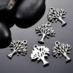 Antik Silber Farbe Edelstahl-Anhänger, Baum des Lebens Charme, Antik Silber Farbe, 21x18 mm