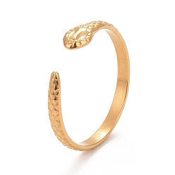 Golden Ion Plating(IP) 304 Stainless Steel Snake Wrap Open Cuff Ring for Women, Golden, US Size 6 1/2(16.9mm)