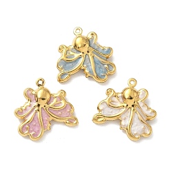 (52) Непрозрачная лаванда 304 нержавеющей стальной эмали подвески, очарование осьминога, реальный 18 k позолоченный, разноцветные, 19x19.5x5 мм, отверстие : 1 мм