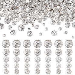 Посеребрённый 150 шт 5 стили латунные бусины, долговечный, спираль круглый, без никеля , 925 серебро покрытием, 2.5~5.5x2~5.5 мм, отверстие : 1~2 мм, 30 шт / стиль