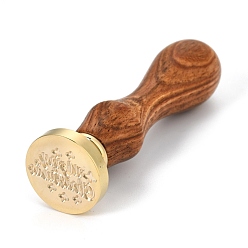 Word Brass Retro Wax Sealing Stamp, with Wooden Handle for Post Decoration DIY Card Making, Merry Christmas, Word, 90x25.5mm