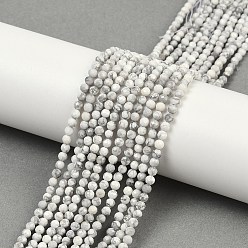Говлит Природные Говлит бисер нитей, граненые, круглые, 3 мм, отверстие : 0.6 мм, около 131 шт / нитка, 14.96"~15.35" (38~39 см)
