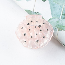 Темный Лосось Заколки для волос из ПВХ для женщин, со стразами, формы раковины, темный лосось, 36x42x26 мм