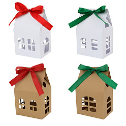 (52) Непрозрачная лаванда Рождественский домик в форме бумажных подарочных коробок для конфет, коробки для упаковки конфет с полым окошком и лентой, коробки с шоколадными подарками для гостей, разноцветные, 10.5x7.5x16 см, 24 шт / комплект