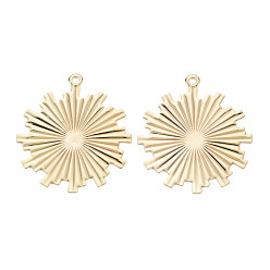 Light Gold Eco-Friendly Iron Pendants, Cadmium Free & Lead Free, Flat Round, Light Gold, 43x38x0.5mm, Hole: 2mm