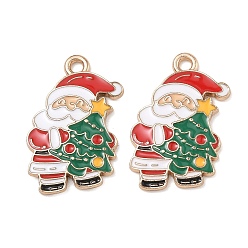 Santa Claus Подвески из эмалевого сплава с рождественской тематикой, золотые, Санта-Клаус прелести, 24x17x2 мм, отверстие : 1.8 мм