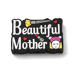 Слово Силиконовые фокусные бусы на день матери, красочный, прекрасное слово мама, слово, 20x29.5x7 мм, отверстие : 2.5 мм