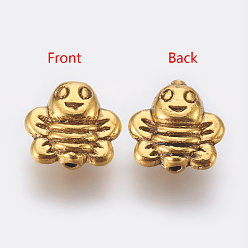 Античное Золото Бусины, цинкий сплав , без свинца и без кадмия, 3 D пчелы, античное золото , 9x9x4 мм, отверстие : 1 мм