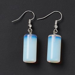 Опал Серьги-подвески цилиндрической формы с опалитом, платиновые латунные украшения для женщин, 42 мм, штифты : 0.7 мм