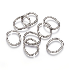 Stainless Steel Color Tarnish Resistant 304 Stainless Steel Linking Rings, Quick Link Connectors, Stainless Steel Color, 25x20x2.5mm, Inner Diameter: 19x15mm
