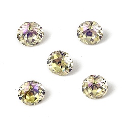 Нарцисс Стеклянные стразы кабошоны, задние и задние, граненые, квадратный, алмаз, бледно-желтый цвет, 6x4.5 мм