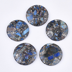 Royal Blue Synthetic Gold Line Regalite/Imperial Jasper/Sea Sediment Jasper Pendants, Dyed, Flat Round, Royal Blue, 40x7mm, Hole: 1.4mm