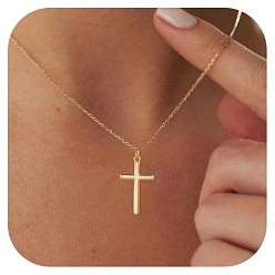 Золотой Крест латунные подвески ожерелья для женщин, золотые, 15.75 дюйм (40 см)