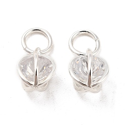 Silver Rack Plating Brass Clear Cubic Zirconia Pendants, Long-Lasting Plated, Cadmium Free & Lead Free, with Jump Ring, Diamond, Silver, 10x7mm, Hole: 3.5mm