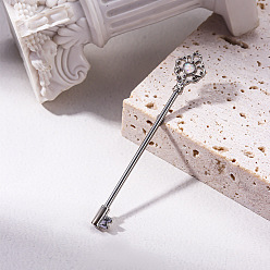 Платина Серьги-гвоздики с латунным паве из синтетического опала, с 316 l хирургическими штифтами из нержавеющей стали, платина, Длина стержня: 37мм, штифты : 1.6 мм