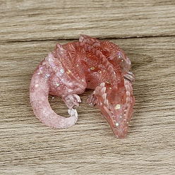 Смешанные камни Украшение для дисплея дракона из смолы, с натуральной каменной крошкой внутри статуй для украшения домашнего офиса, 90x100x40 мм