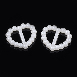 Creamy White ABS Plastic Imitation Pearl Bead Buckles, Heart, Creamy White, 14.5x16.5x3mm, Hole: 4x7.5mm