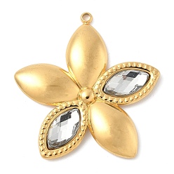 Кристалл 304 подвески из нержавеющей стали, со стразами, , реальный 18 k позолоченный, кристалл, 30x29x3.5 мм, отверстие : 1.5 мм