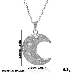 Серебро 304 Женские ожерелья с подвеской в виде полумесяца из нержавеющей стали, серебряные, 17.72 дюйм (45 см)