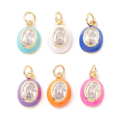 (52) Непрозрачная лаванда Брелоки из латуни, микропаве, фианит, эмаль, с целью перехода в кольце, долговечный, овальные, разноцветные, 14x9x3.5 мм, Перейти кольцо: 5x1 мм, внутренний диаметр: 3 мм