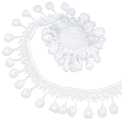 Blanco Cinta de encaje de poliéster de 5 yardas para ribetear., Para accesorios de costura de vestidos de tela, con tarjeta de visualización de cartón de pc, blanco, 1 pulgada (3 mm)