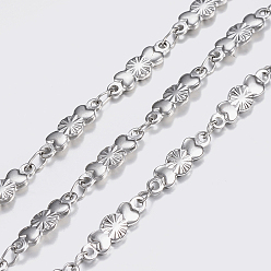 Stainless Steel Color Tarnish Resistant 304 Stainless Steel Chains, Candy Link Chains, Soldered, Stainless Steel Color, 13x4x1.4mm