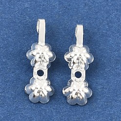 Серебро 925 шарики из стерлингового серебра, Калотте заканчивается, цветок, серебряные, 9x5 мм, отверстия : 1.6 mm и 1 мм, внутренний диаметр: 4 мм