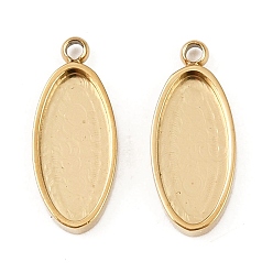 Horse Eye 304 Настройки кабошон из нержавеющей стали кулон, ионное покрытие (ip), реальный 18 k позолоченный, лошадиный глаз , лоток : 10x4.5 мм, 13.5x5.5x2 мм, отверстие : 1 мм