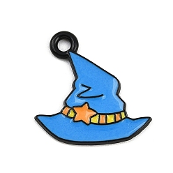 Hat Подвески из сплава хэллоуина с эмалью, чёрные, шляпа, 17.5x17x1 мм, отверстие : 1.8 мм