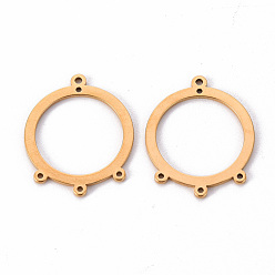 Золотой 201 из нержавеющей стали Компоненты для люстр ссылки, круглые кольца, лазерная резка, золотые, 24.5x20.5x1 мм, отверстия : 1.2 mm и 1 мм