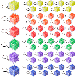 Platinum PP Plastic Keychains, Maze, with Iron Split Key Rings, Platinum, 80mm