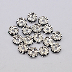 Изумруд Rondelle волна латунные горный хрусталь Spacer бисер, серебряные, изумруд, 5x2 мм, отверстие : 1 мм