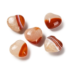 Ágata Normal Ágata natural con núcleo de cristal (teñida y calentada), piedra del amor en forma de corazón, Piedra de palma de bolsillo curativa para equilibrar el reiki, rojo, 19~21x20~21x11~12 mm