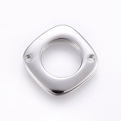 Stainless Steel Color Tarnish Resistant 304 Stainless Steel Links connectors, Rhombus, Stainless Steel Color, 15x15x2mm, Hole: 1.4mm