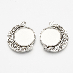 Платина Сеттинги для кулона(кабошонов), сплав, без кадмия и без свинца, вращающийся лоток, плоско-круглые, платина, лоток : 18 мм, 30.5x26x3.5 мм, отверстие : 2 мм