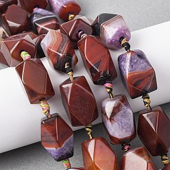 Фиолетовый Природный агат бисер нитей, окрашенная и подогревом, прямоугольник граненый, фиолетовые, 19~24x12~15x12~15 мм, отверстие : 2.5 мм, около 14 шт / нитка, 16.73'' (42.5 см)