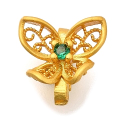 Матовый Золотой Цвет Латунные застежки с крючками из циркония, долговечный, бабочка, матовый золотой цвет, 10x10.5x6.5 мм, отверстие : 1.4 мм