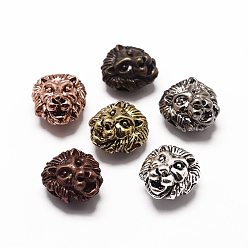 (52) Непрозрачная лаванда Сплавочные овальные бусины тибетского стиля , голова льва, разноцветные, 13x12x8 мм, отверстие : 2.5 мм