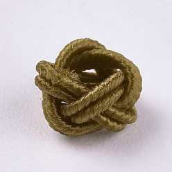 Olive Polyester Weave Beads, Round, Olive, 6.5x4.5mm, Hole: 4mm