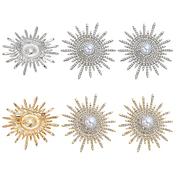 Платиновый & Золотой 6 шт. 2 цветные броши из сплава со стразами в виде солнца, с имитацией жемчуга, платиной и золотом, 51x47 мм, 3 шт / цвет
