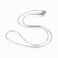 Stainless Steel Color 304 Stainless Steel Snake Chain Necklaces, with 304 Stainless Steel Clasps, Stainless Steel Color, 17.5 inch(44.5cm), 1.2mm