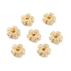 Real 14K Gold Plated Rack Plating Alloy Beads, Long-Lasting Plated, Cadmium Free & Lead Free, Flower, Real 14K Gold Plated, 7x3mm, Hole: 1mm