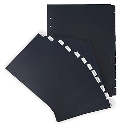Black Plastic Notebook Index Divider Sheets, 6 Holes Tab Divider for Binder, Rectangle, Black, 210x158x0.4mm, 12pcs/set