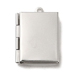 Rectangle 304 Stainless Steel Locket Pendants, Photo Frame Charms for Necklaces, Stainless Steel Color, Rectangle, 26x19x4.5mm, Hole: 1.8mm, Inner Diameter: 15x10mm