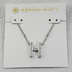 Letter H Латунные инициальные подвески-ожерелья для женщин, платина, Письмо ч, 15.75 дюйм (40 см)