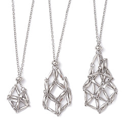 Нержавеющая Сталь Цвет Устойчивый к потускнению 304 мешочек из нержавеющей стали для макраме пустой держатель камней для изготовления подвесок и ожерелий, с тросовыми цепями и застежкой в виде клешни омара, цвет нержавеющей стали, 17-3/8~23-5/8 дюйм (44~74 см), 3 шт / комплект