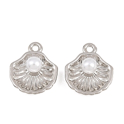 Shell Shape Подвески из сплава и АБС-пластика с жемчугом, стойки покрытие, золотые, шарм в форме ракушки, 13.5x11.5x4.5 мм, отверстие : 1.4 мм