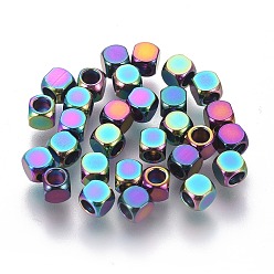 Rainbow Color Ion Plating(IP) 304 Stainless Steel Beads, Cube, Rainbow Color, 3x3x3mm, Hole: 2mm